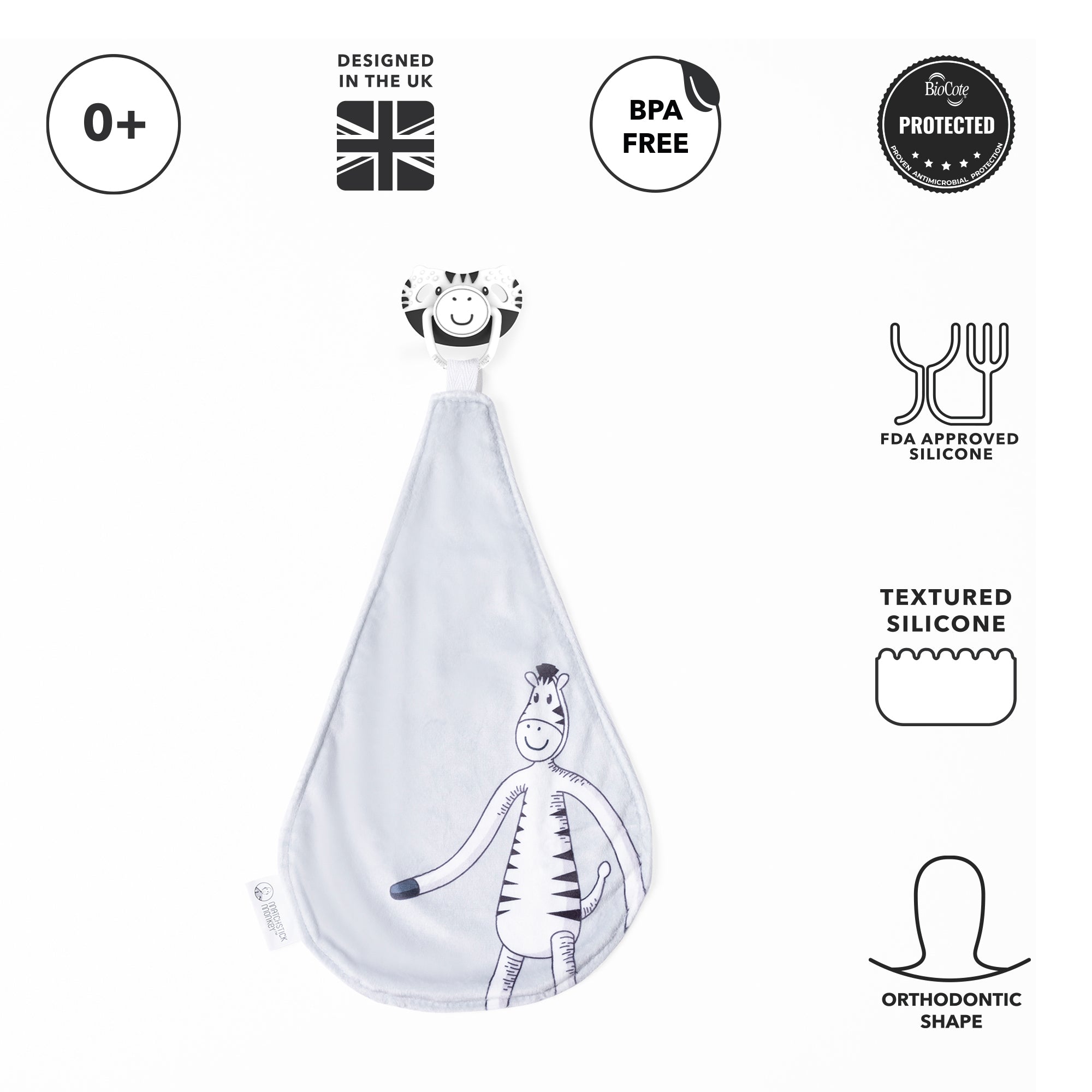Teething Soother and Comforter Zippy Zebra - All In One