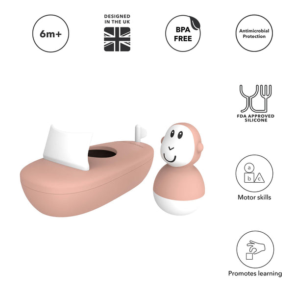 Bath Toy Boat Set - Dusty Pink