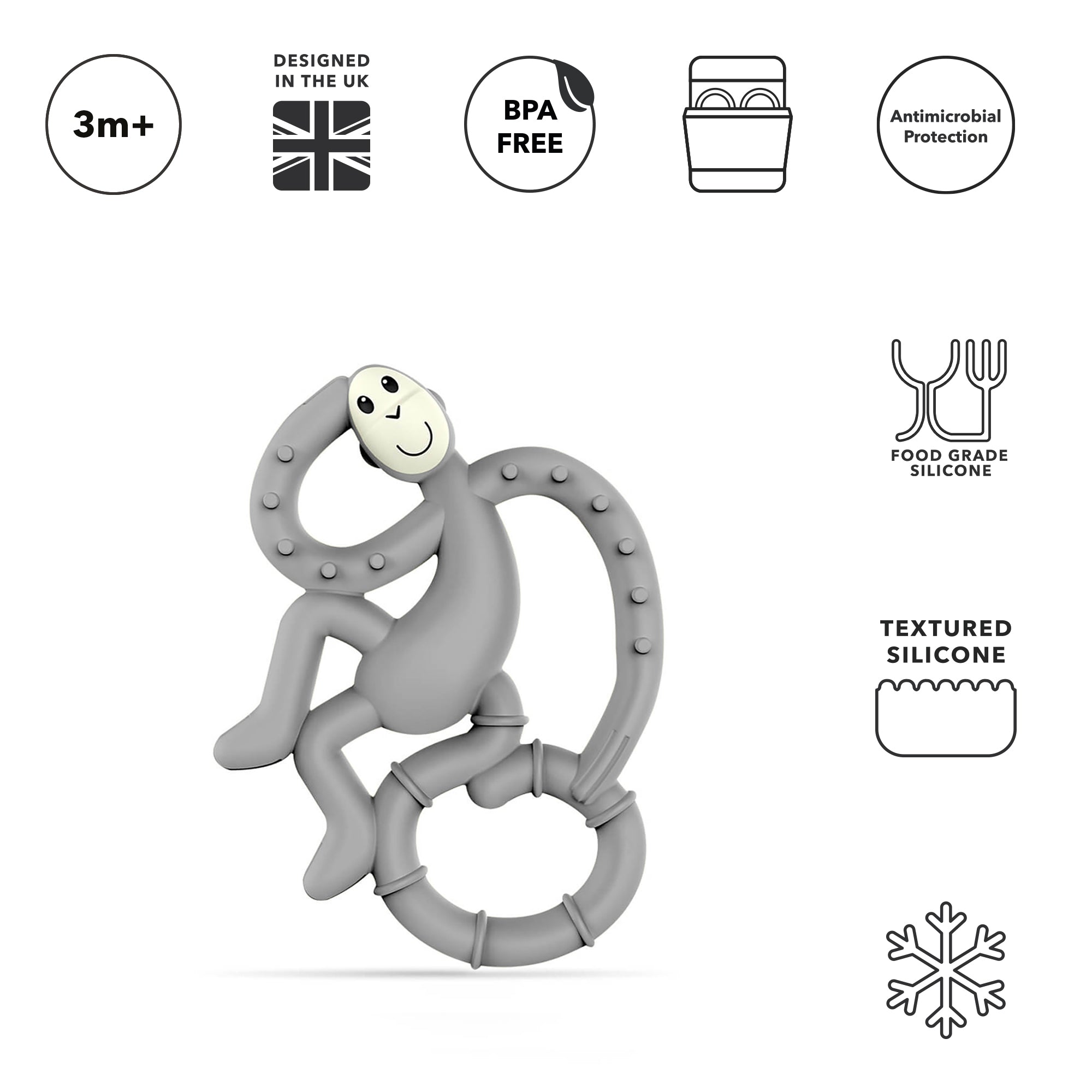 Grey Mini Monkey Teether