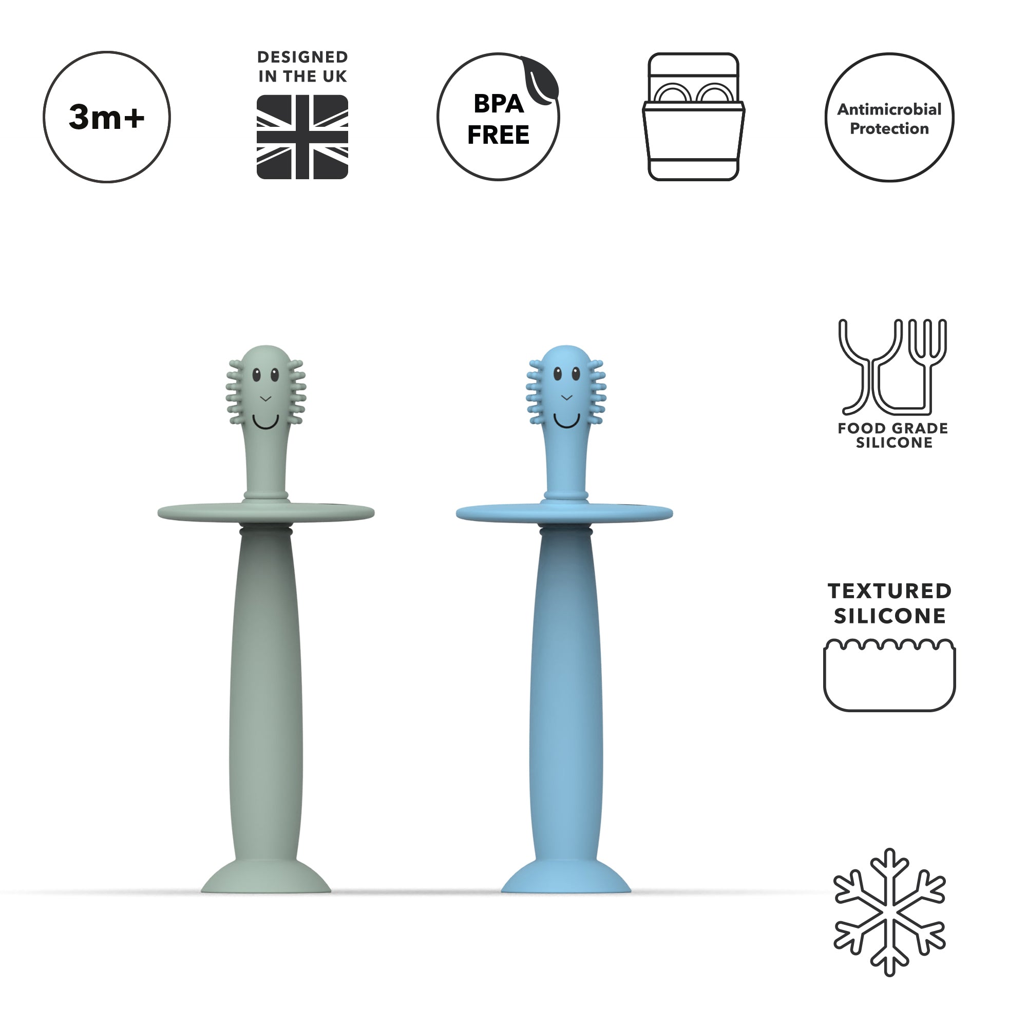 Mint Green and Light Blue Training Toothbrush with Stopper