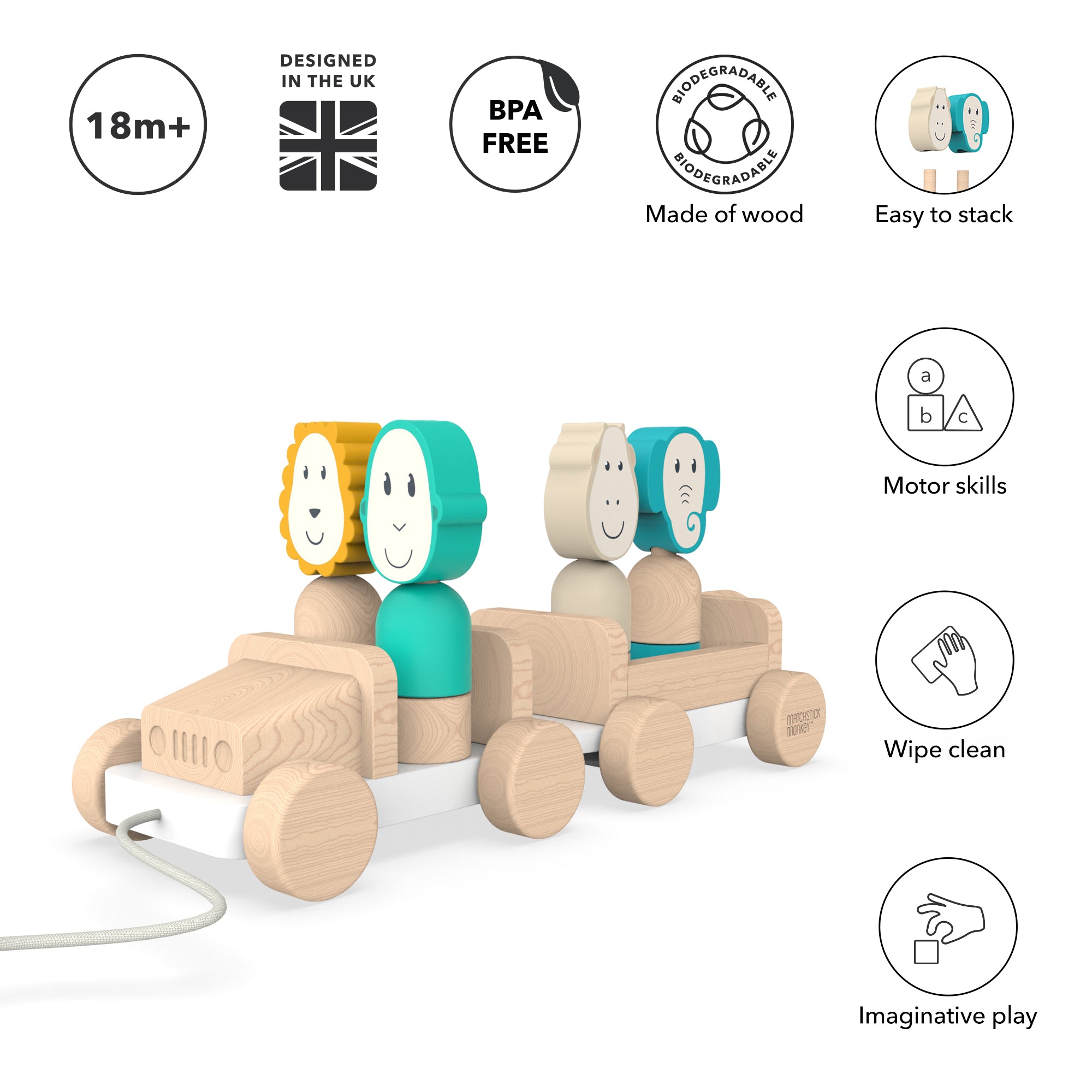 Wooden Safari Jeep Toy
