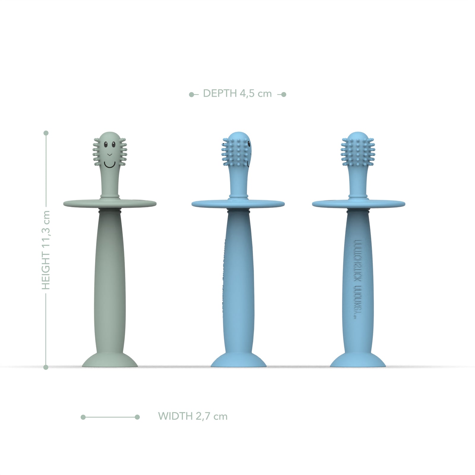 Mint Green and Light Blue Training Toothbrush with Stopper