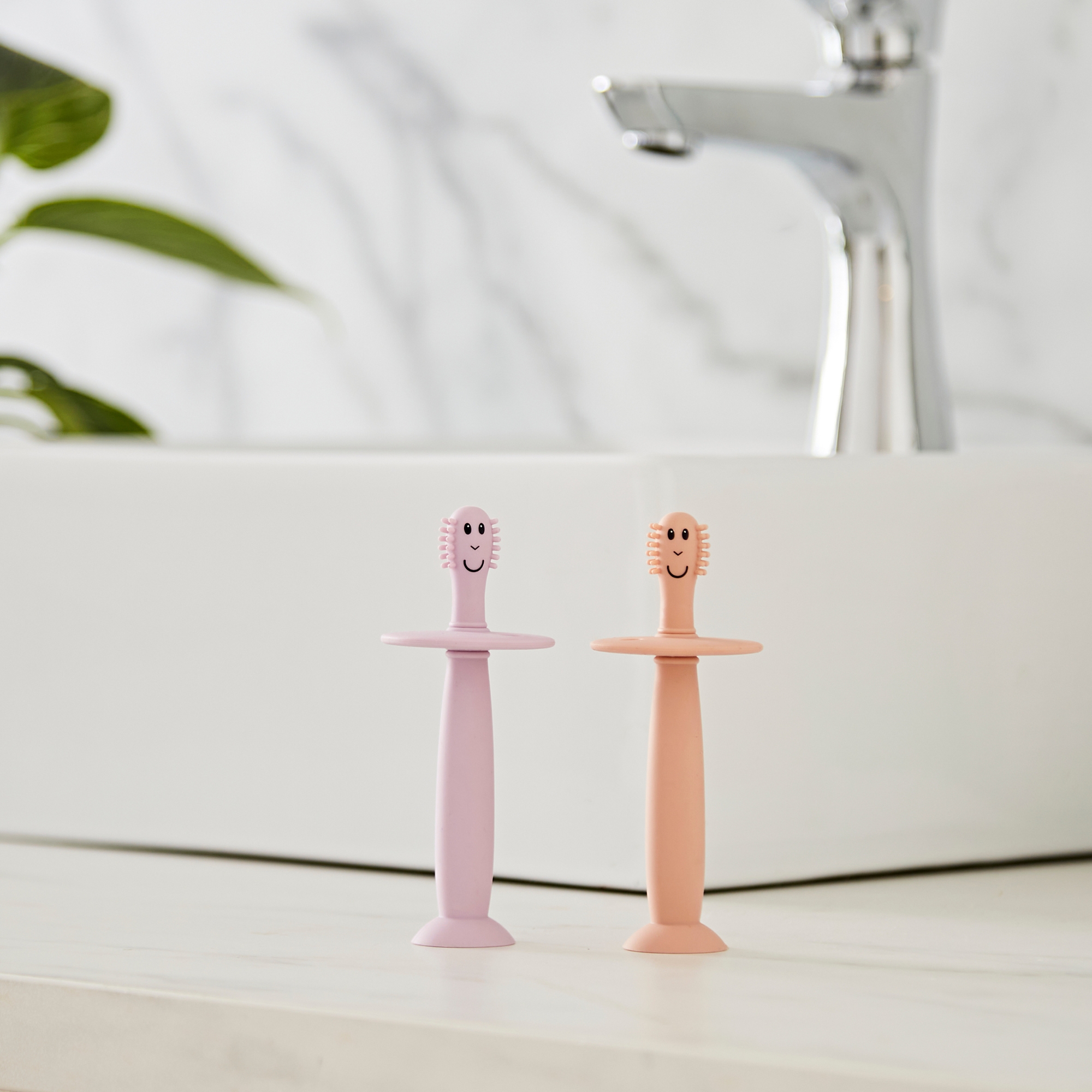 Dusty Pink and Lilac Training Toothbrush with Stopper
