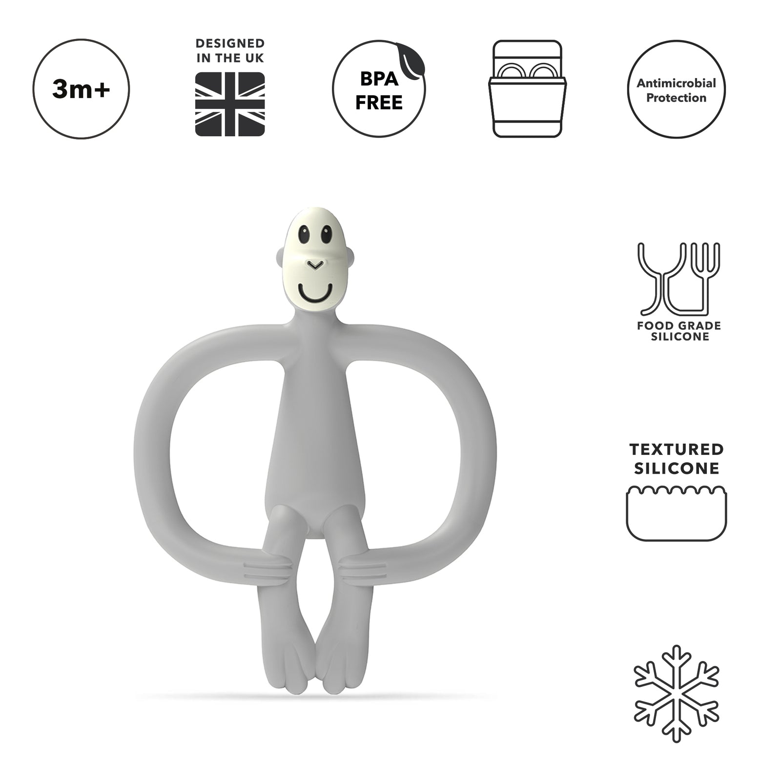 Cool Grey Monkey Teether