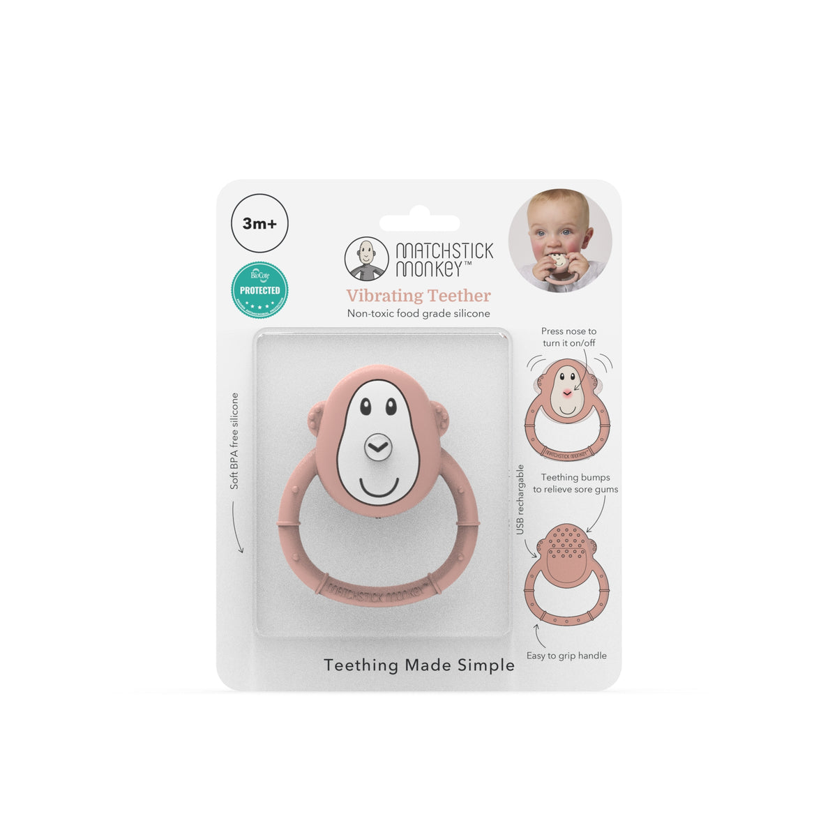 Dusty Pink Vibrating Teether