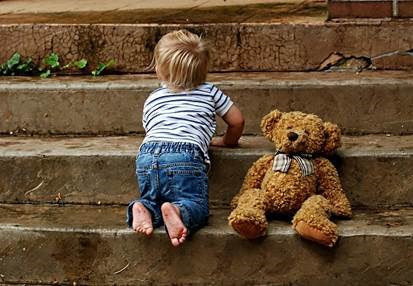 Toddler Playing on stairs