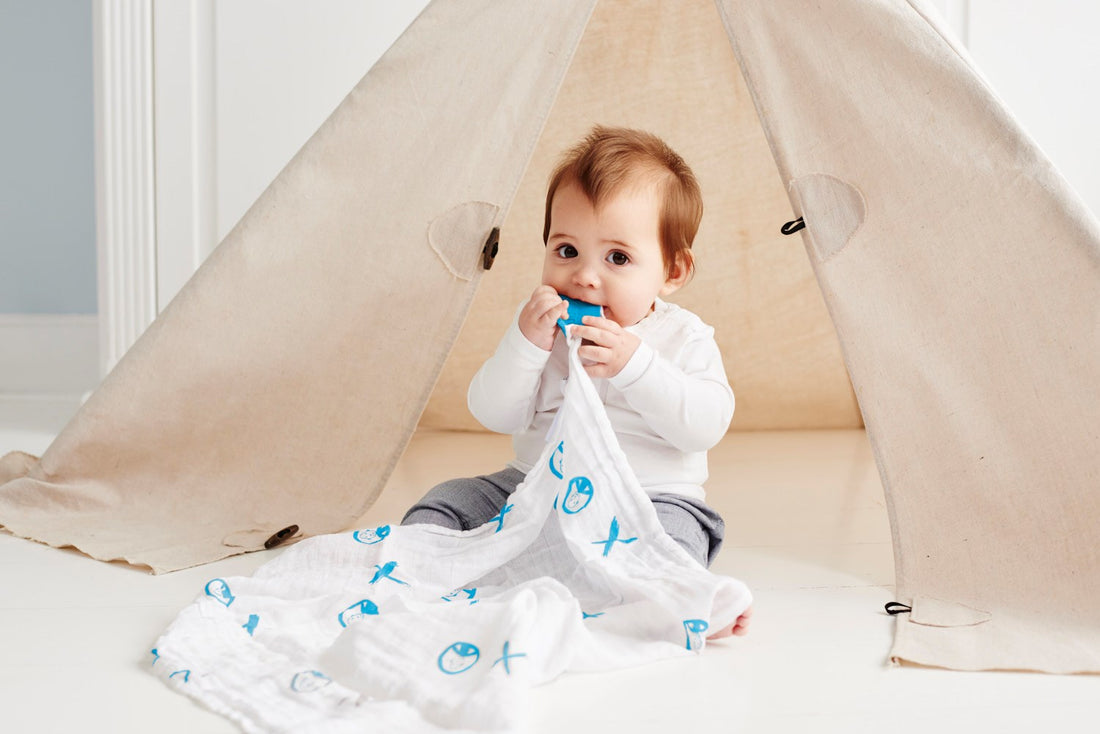 Matchstick Monkey Blue Swaddle