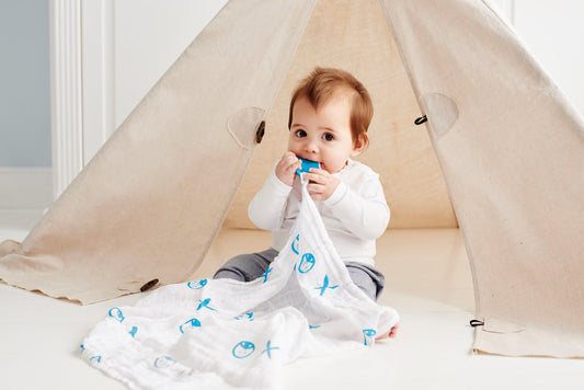 Matchstick Monkey Blue Swaddle