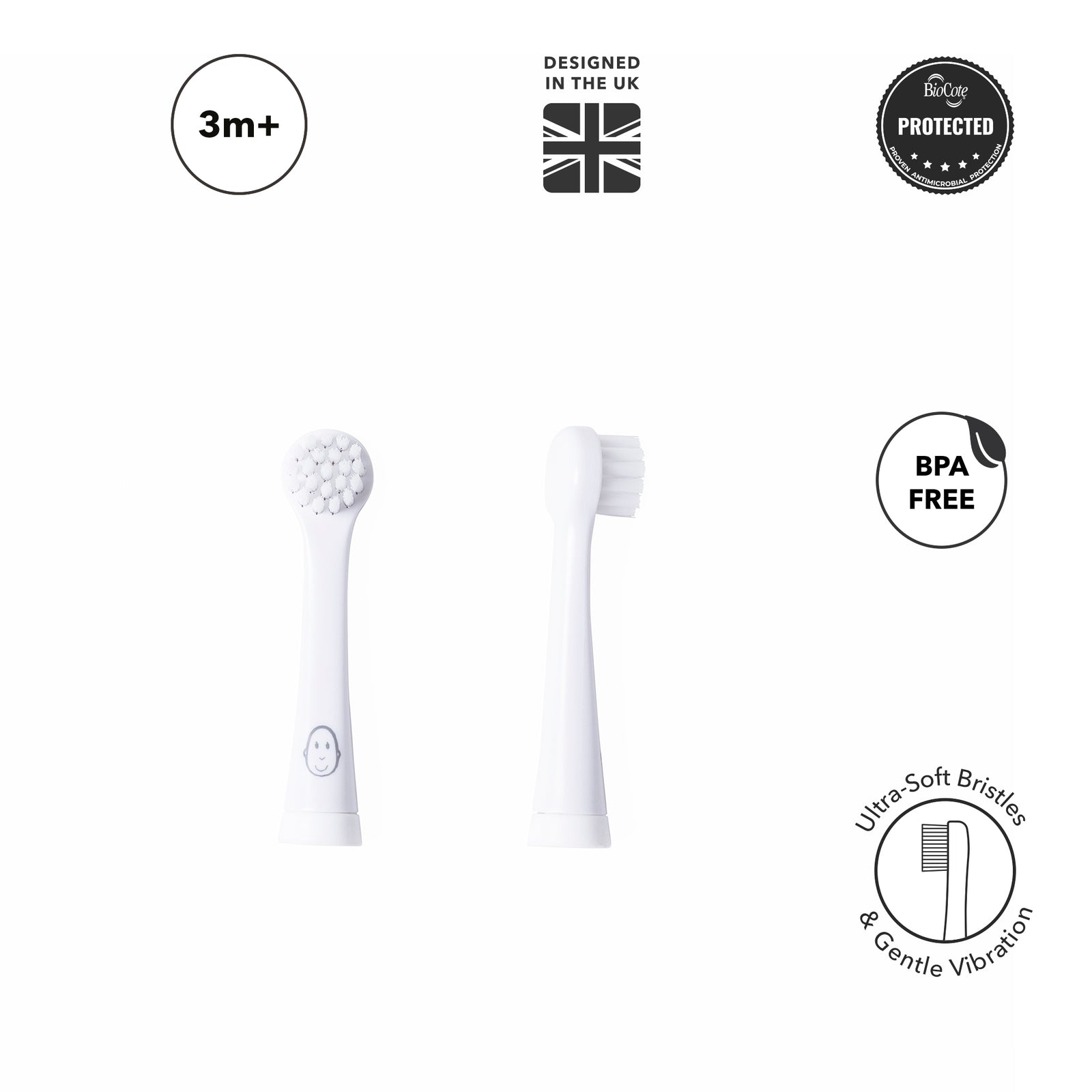 Baby Electric Sonic Toothbrush Replacement Heads (2 Pack)