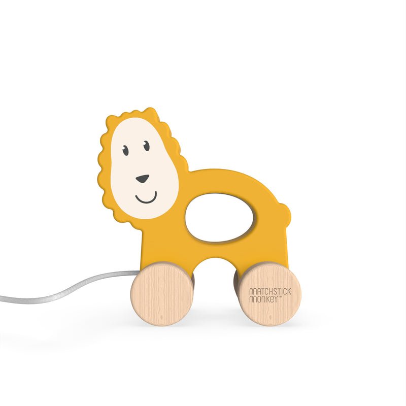 Wooden Pull Along Toy | Lion | Animal Baby Toy | Matchstick Monkey ...