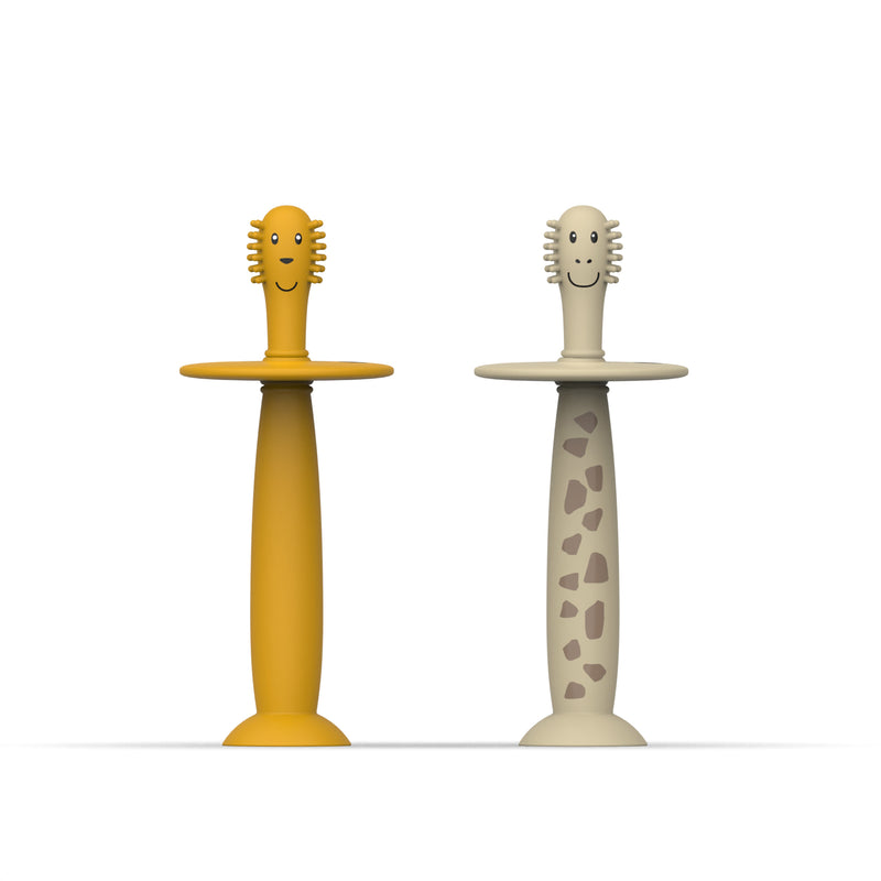 Giraffe and Lion Training Toothbrush with Stopper