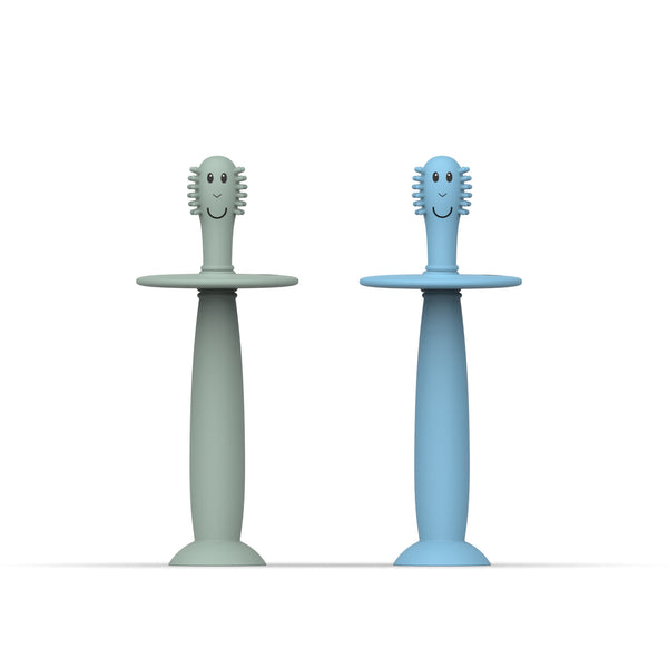 Mint Green and Light Blue Training Toothbrush with Stopper