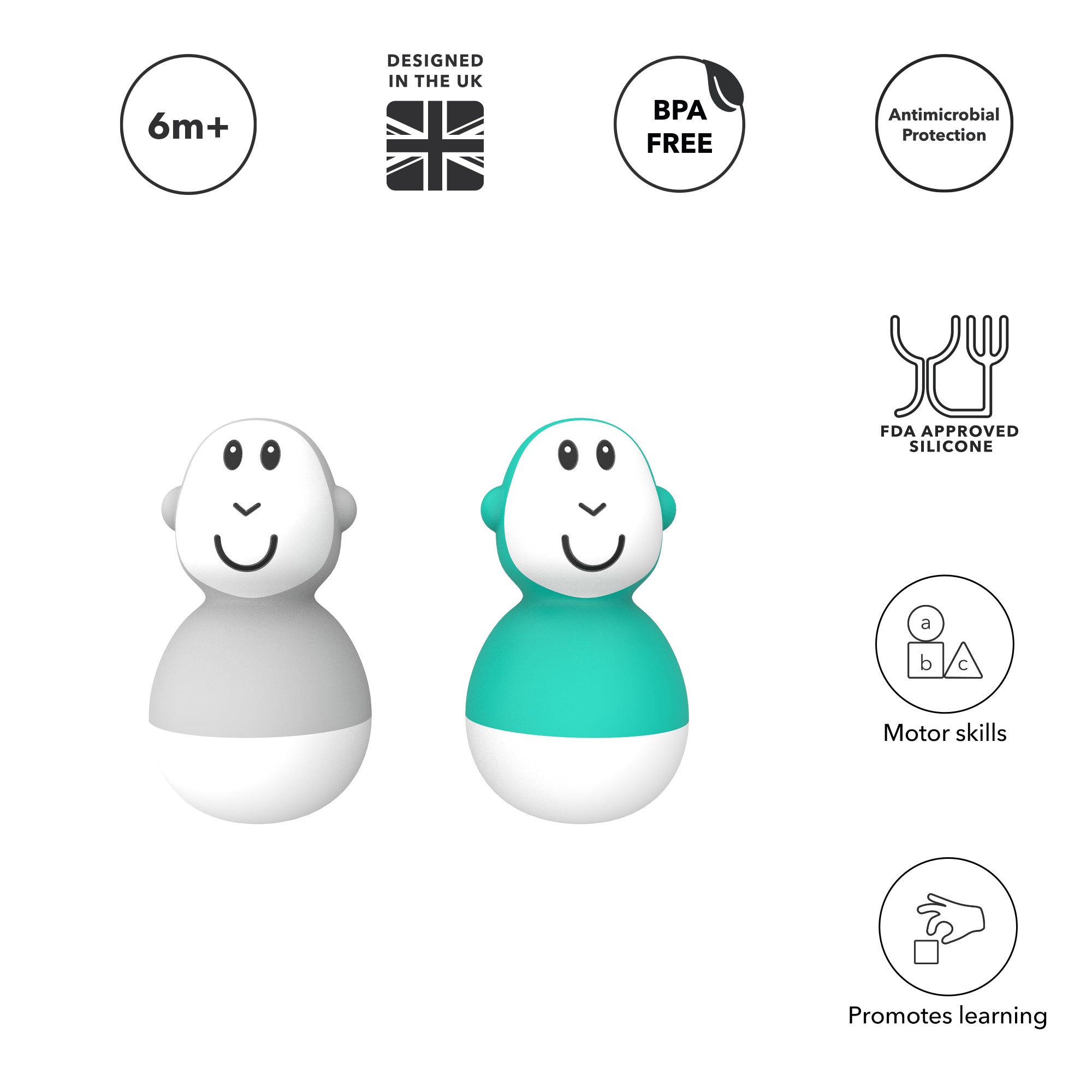 Cool Grey & Green Bathtime Wobblers