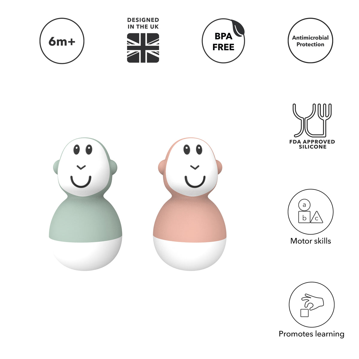 Mint Green & Dusty Pink Bathtime Wobblers