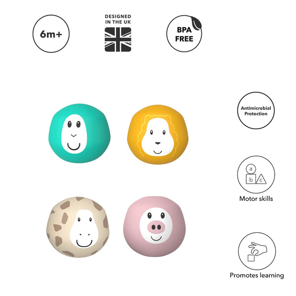 Bathtime Rocks (Giraffe, Lion, Monkey & Pig)