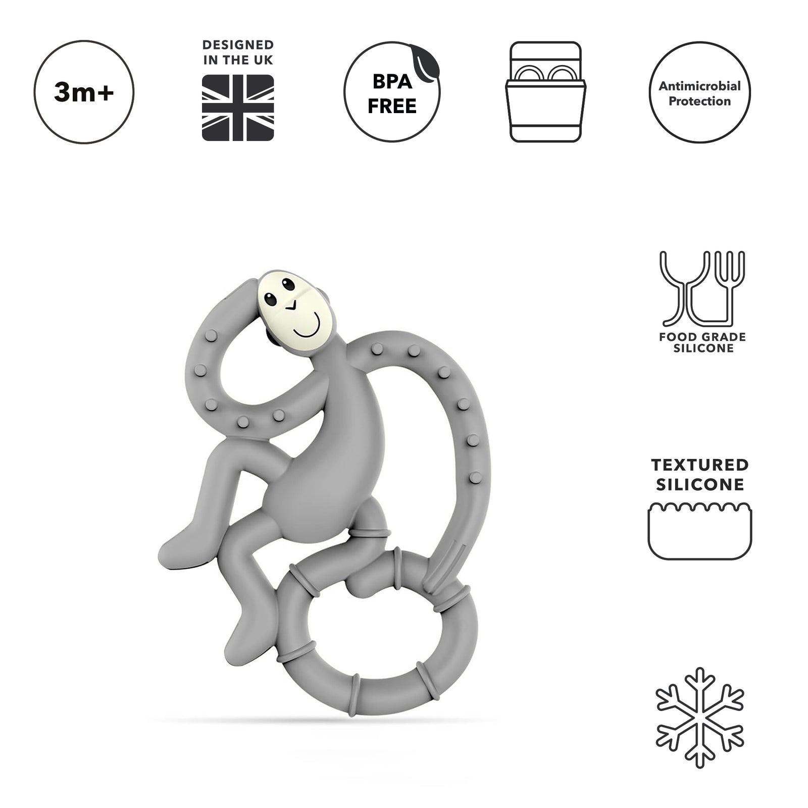 Grey Mini Monkey Teether