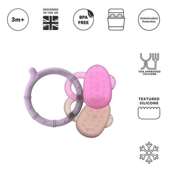 Lilac, Pink & Dusty Pink Cooling Teether