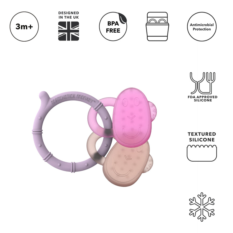 Lilac, Pink & Dusty Pink Cooling Teether