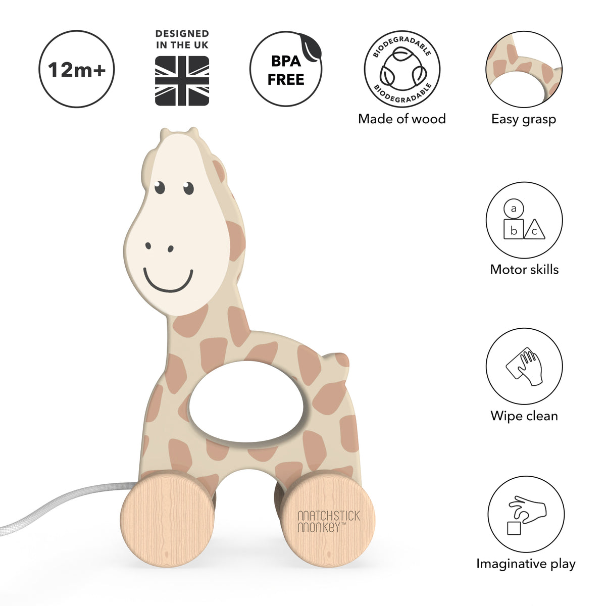 Wooden Pull Along Toy Giraffe