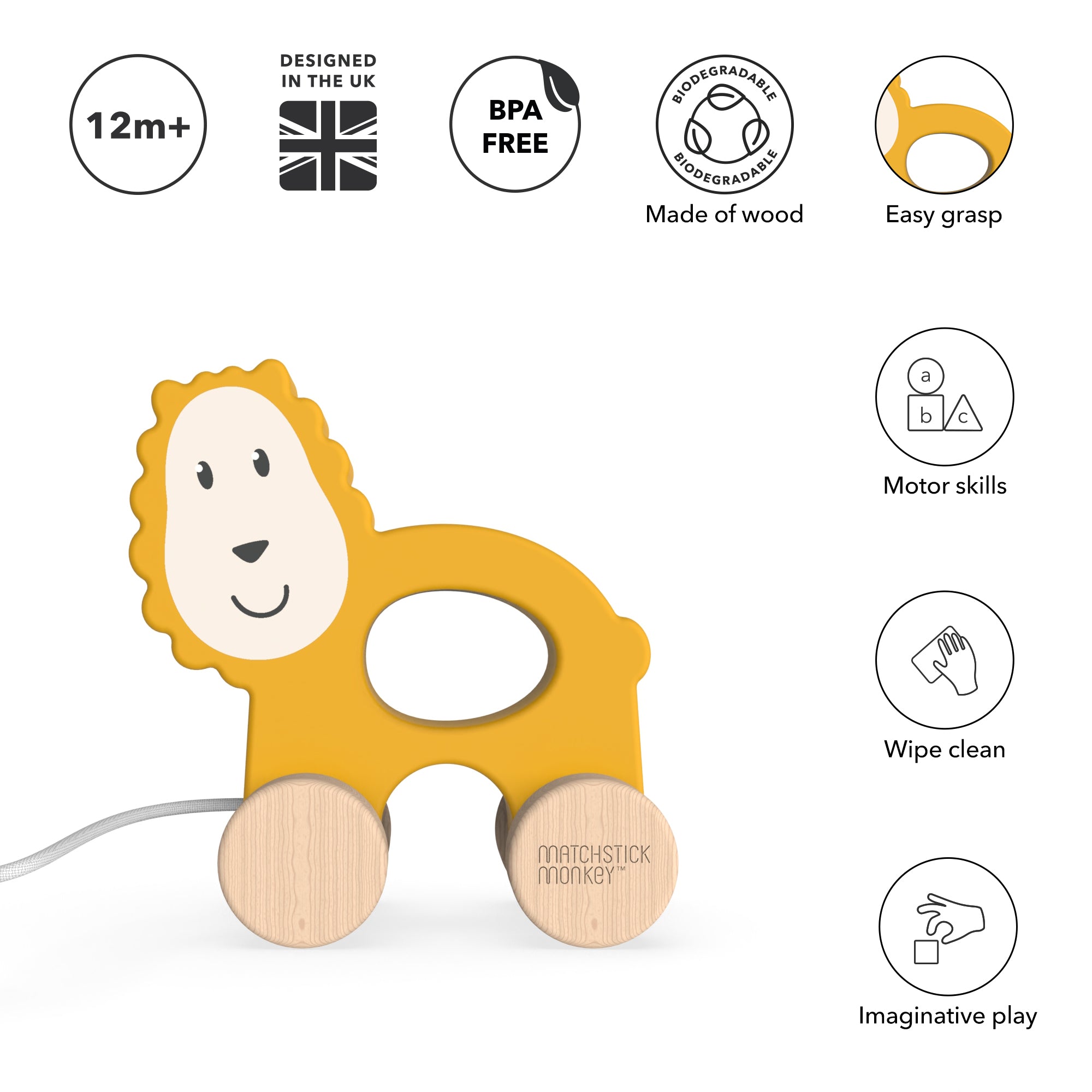 Wooden Pull Along Toy Lion