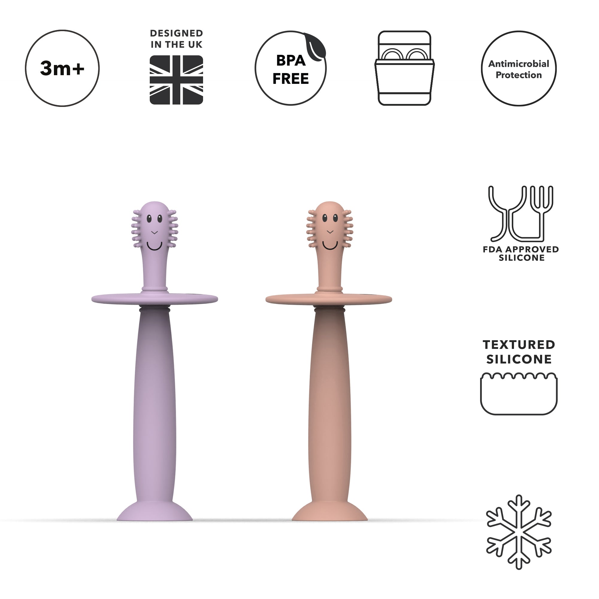 Dusty Pink and Lilac Training Toothbrush with Stopper