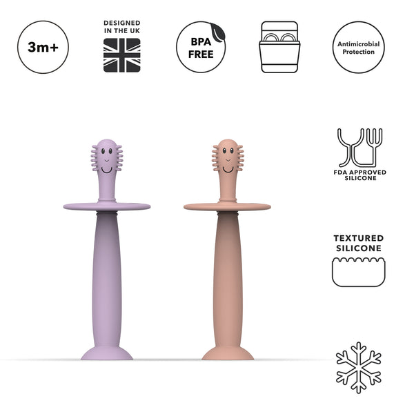 Dusty Pink and Lilac Training Toothbrush with Stopper