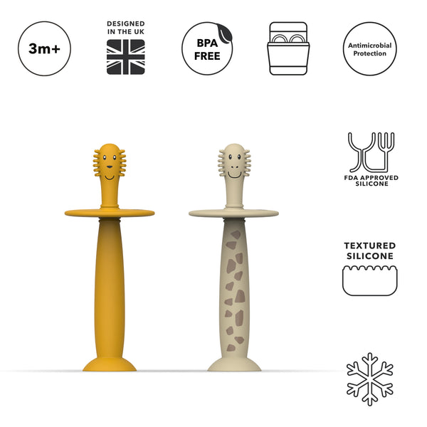 Giraffe and Lion Training Toothbrush with Stopper