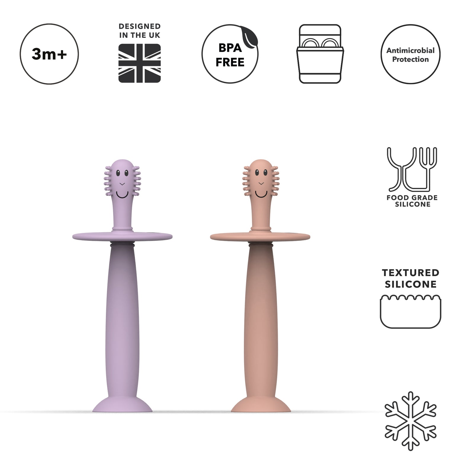 Dusty Pink and Lilac Training Toothbrush with Stopper