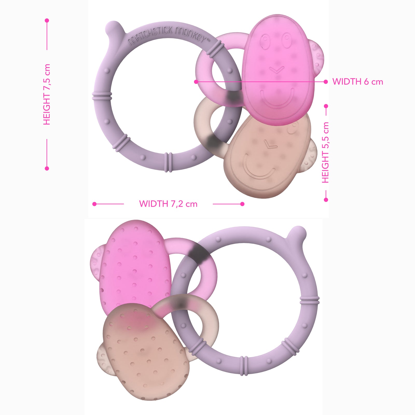 Lilac, Pink & Dusty Pink Cooling Teether