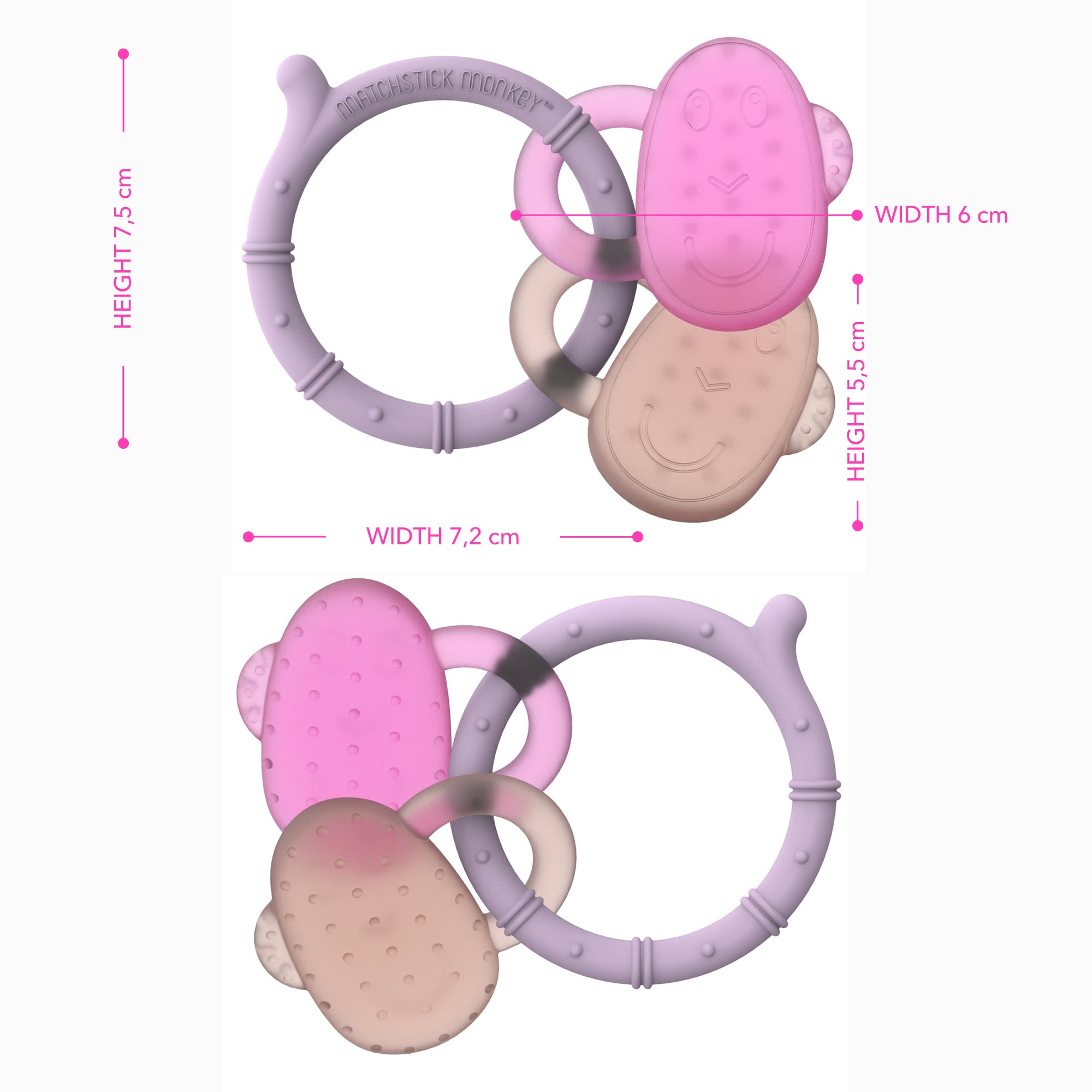 Lilac, Pink & Dusty Pink Cooling Teether
