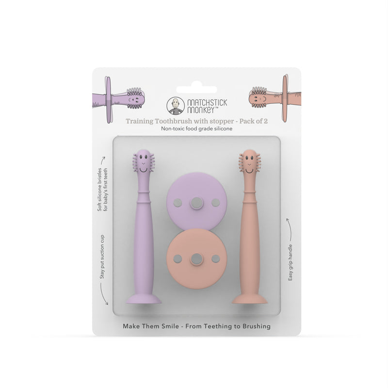 Dusty Pink and Lilac Training Toothbrush with Stopper