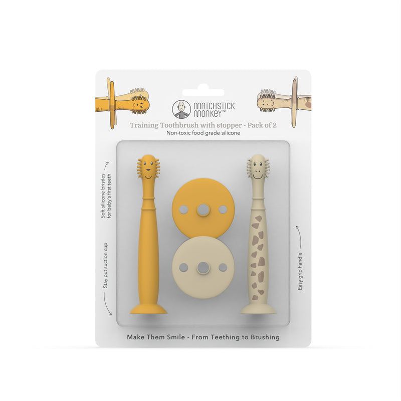Giraffe and Lion Training Toothbrush with Stopper