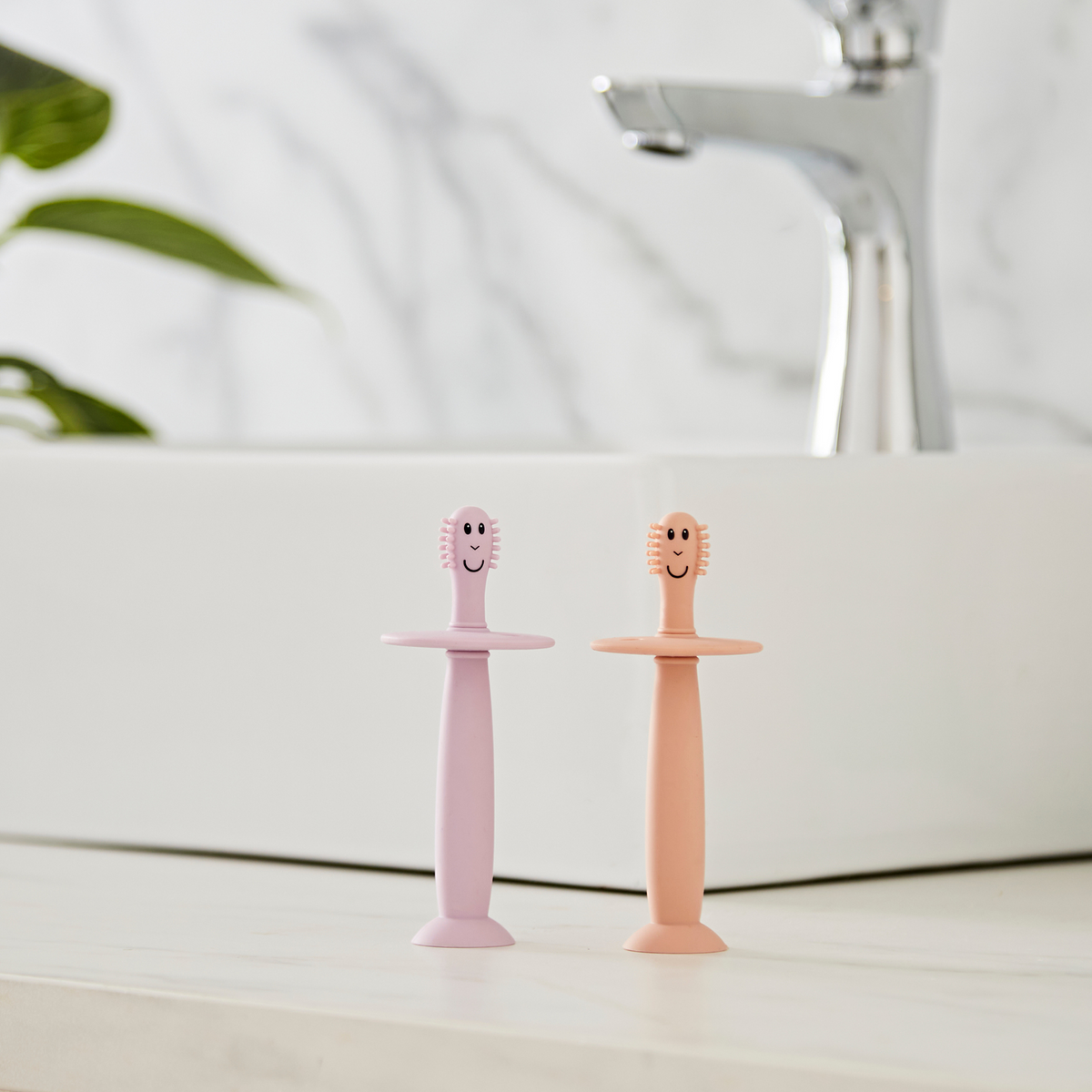 Dusty Pink and Lilac Training Toothbrush with Stopper