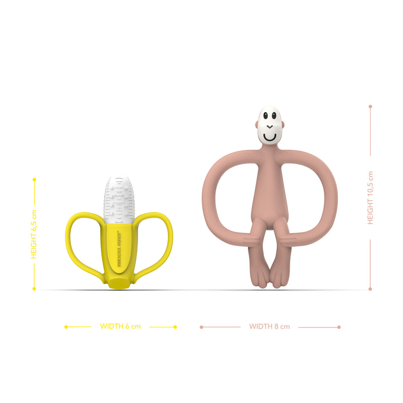 Monkey Teether & Banana Gift Set Dusty Pink