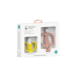 Monkey Teether & Banana Gift Set Dusty Pink