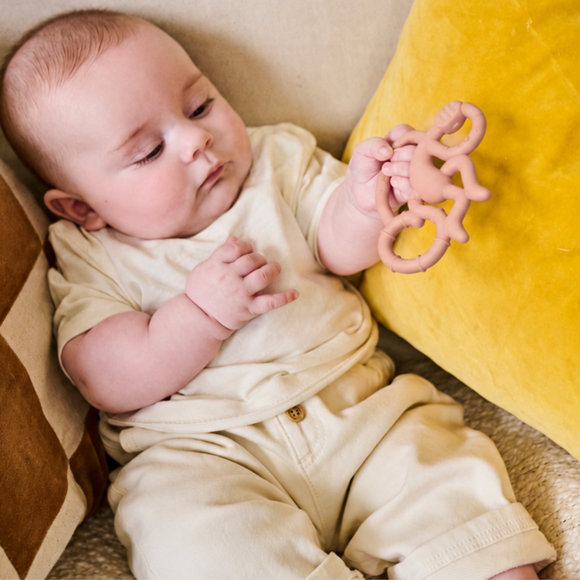 Dusty Pink Mini Monkey Teether