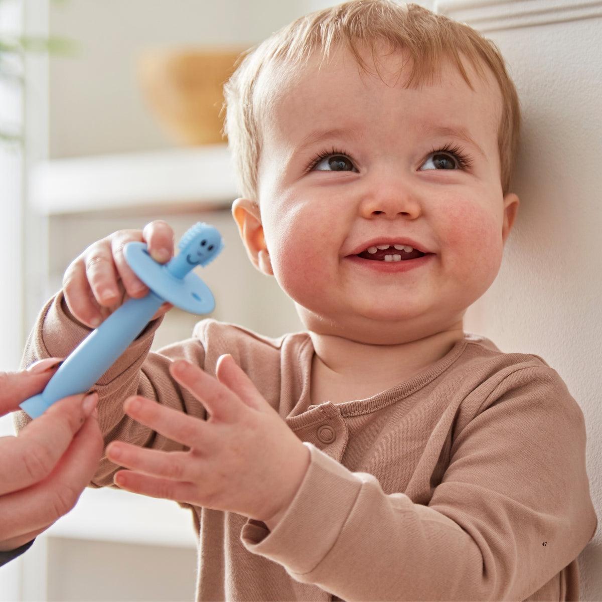 Mint Green and Light Blue Training Toothbrush with Stopper