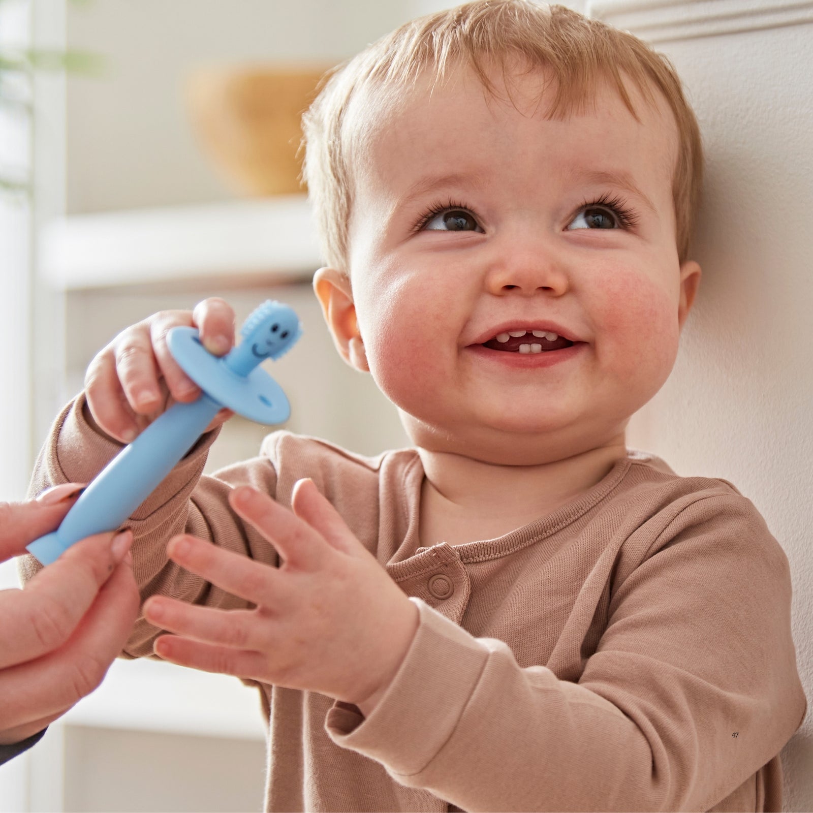 Mint Green and Light Blue Training Toothbrush with Stopper