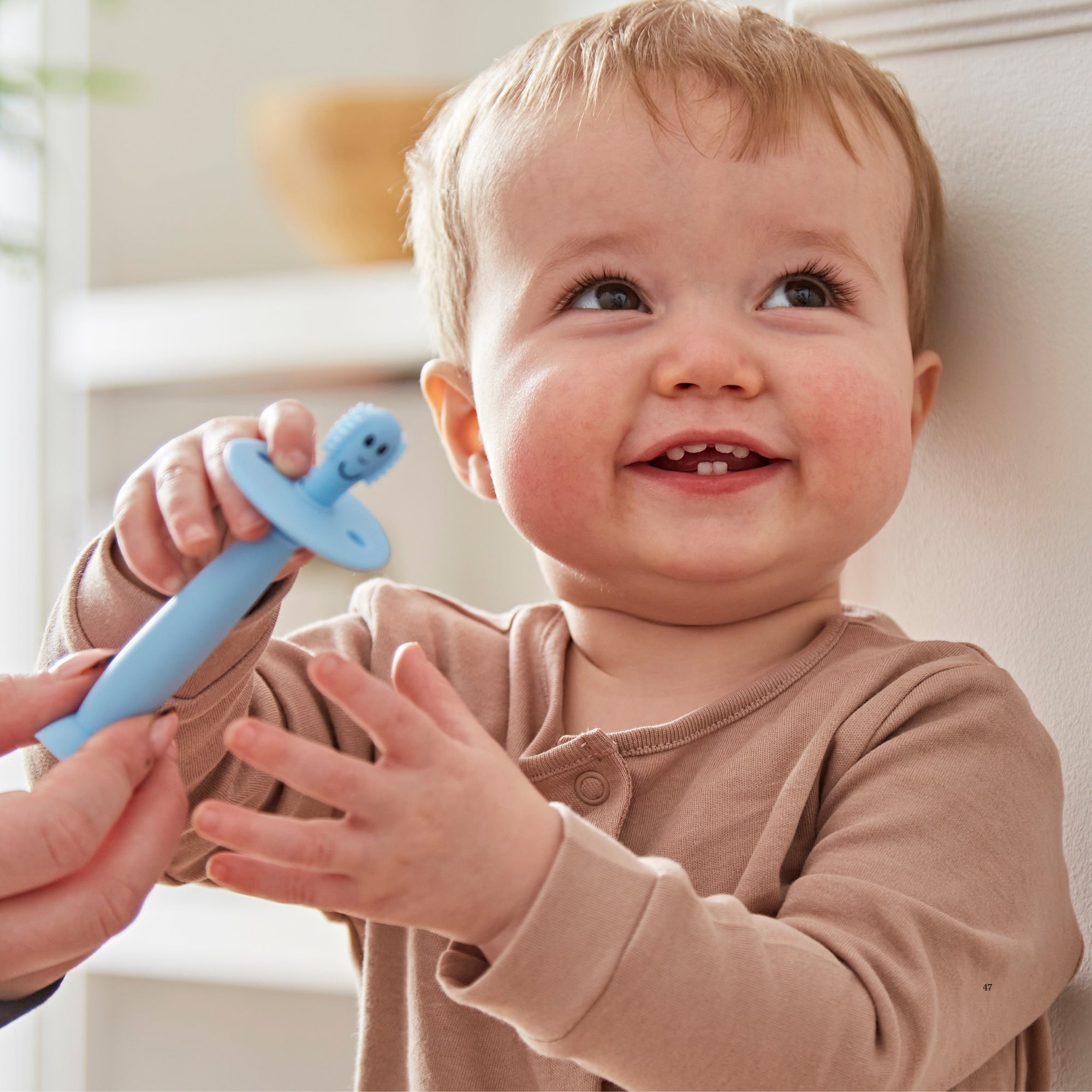 Mint Green and Light Blue Training Toothbrush with Stopper