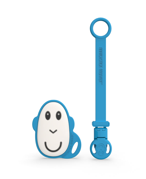 Blue Flat Face Teether & Soother Clip Set